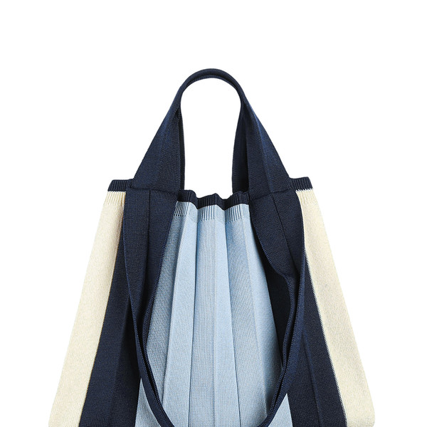 2Way Shopper Bag Blue : PLEATSMAMA: Sustainable Knit Pleats Bag