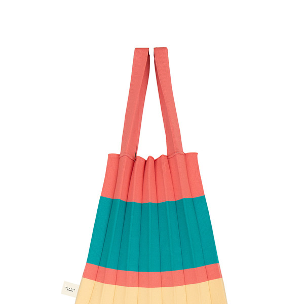 大人気【PLEATSMAMA】Knit Pleats Grid Tote Bag (5 色) Tote Bag Coral green : PLEATSMAMA: Sustainable Knit Pleats Bag