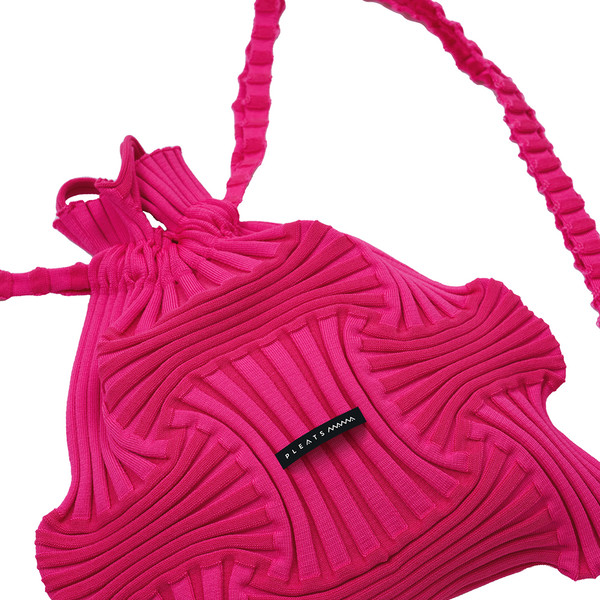 Bow BackPack Pink : PLEATSMAMA: Sustainable Knit Pleats Bag