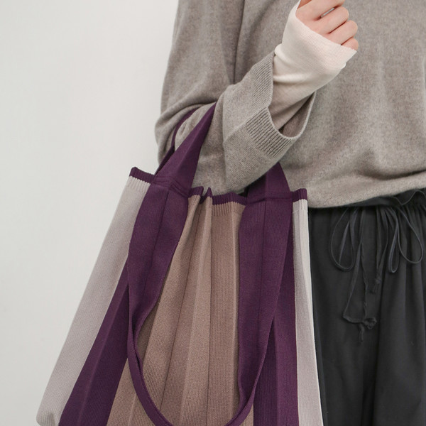 2Way Shopper Bag Purple : PLEATSMAMA: Sustainable Knit