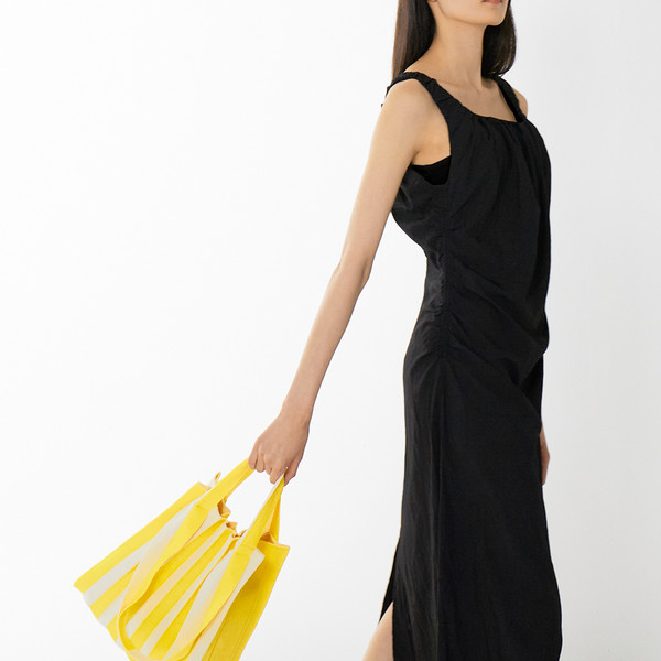 PLEATS MAMA 正規品関税込み 2WAY BAG STIRIPE YELLOW 2Way Shopper Bag Yellow Stripe : PLEATSMAMA: Sustainable