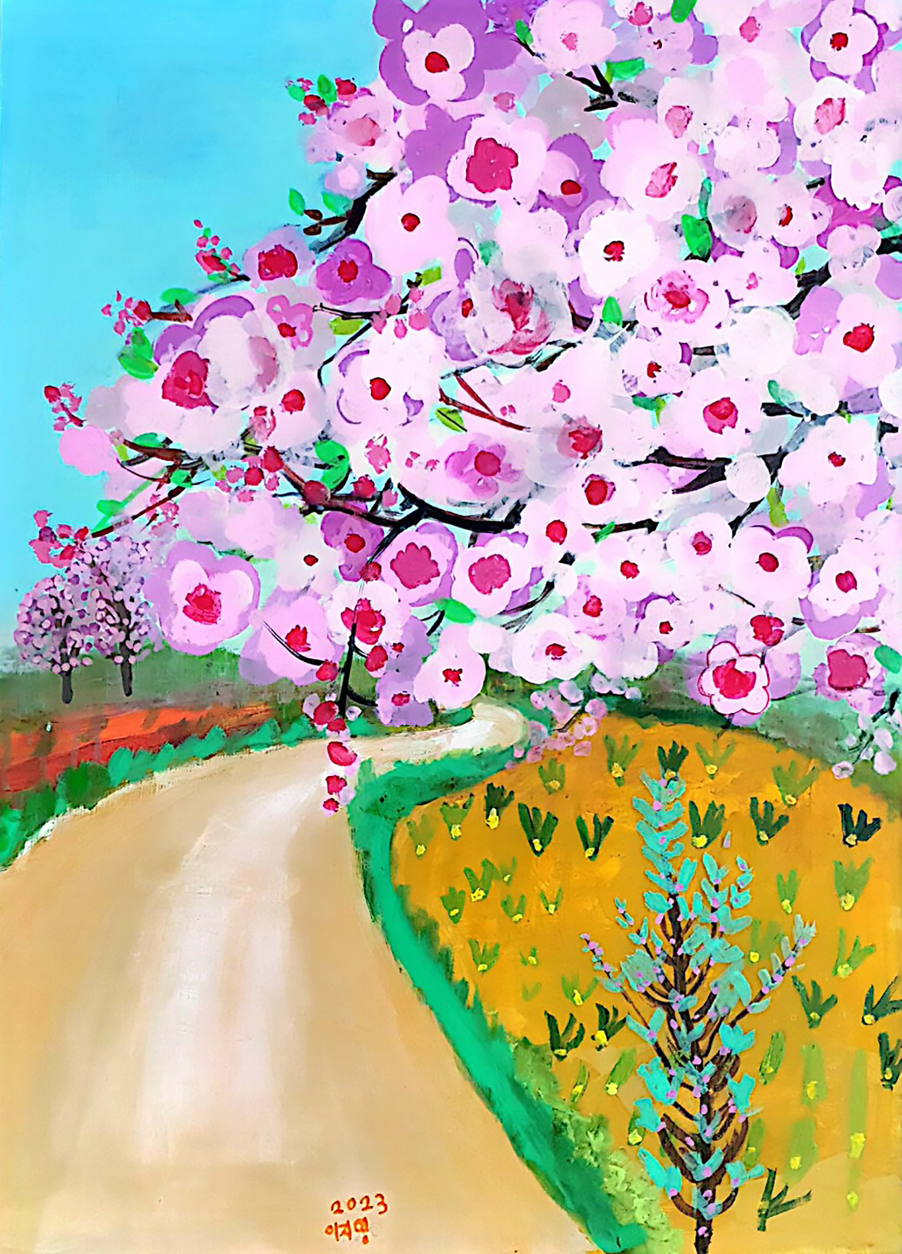 외할머니댁 벚꽃｜73x53(cm)｜Acrylic on canvas｜2023