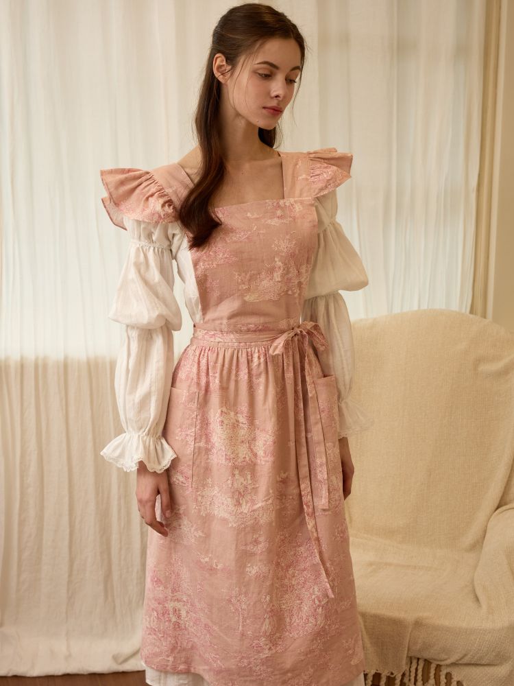 PINK TOILE DE JOUY APRON : DUBLEVE