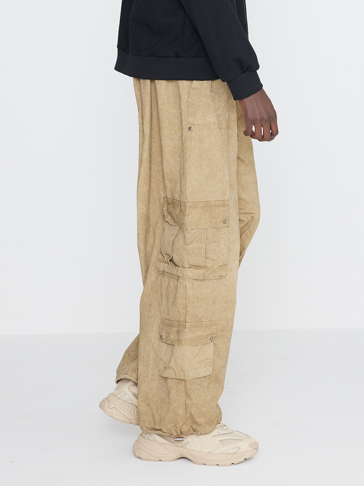 Washing Cotton Cargo Banding Pants Vintage Beige : 쎄르페