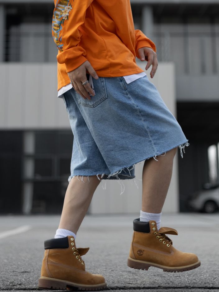 【BAON】Pangie Vintage Cutting Denim Half Pants Vintage Baggy Billabong Carpenter Jeans Y2K Skater Hip hop