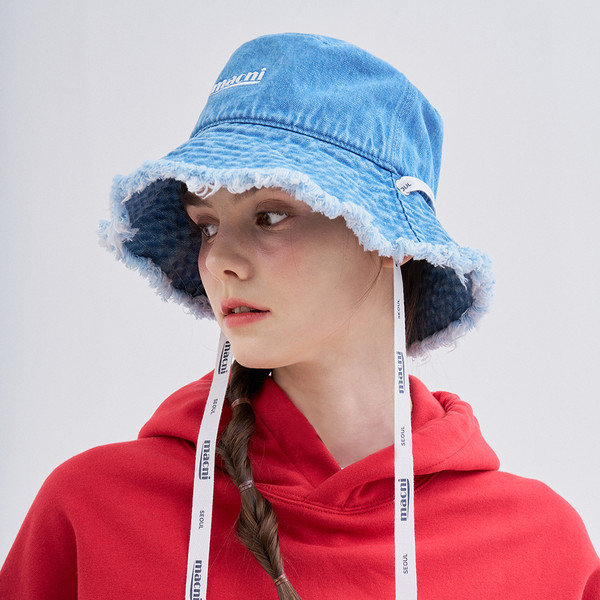 [MACNII] ★韓国NEW BRAND★PARADISE DENIM BUCKET HAT FLORAL DENIM BUCKET HAT - Blue | ZARA United States
