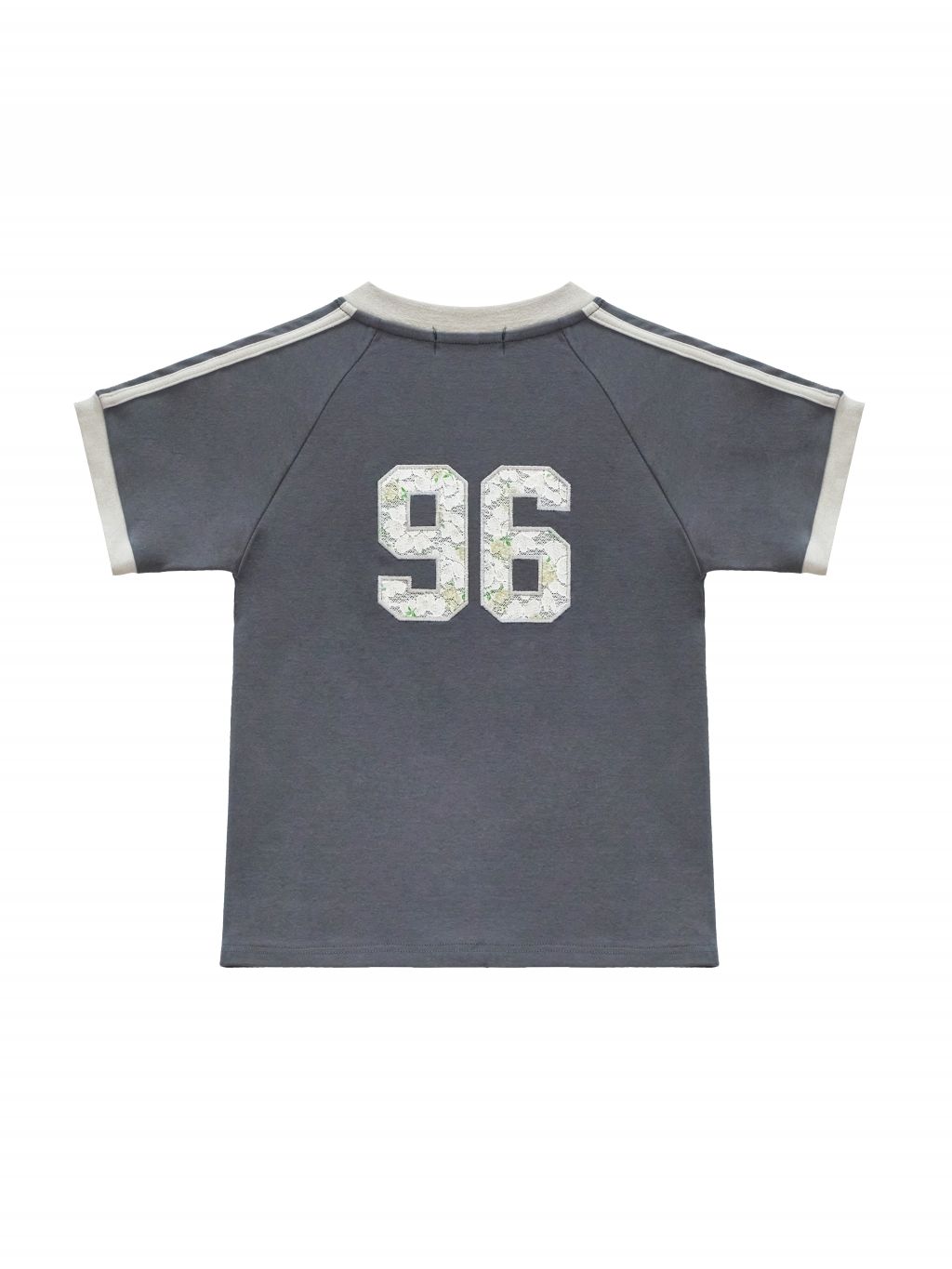 ROCKCAKE★韓国★人気★Sports 96 Lace Crop Top 3色 花柄ロゴ Sports 96 Lace Crop Top - Charcoal : 락케이크 Rock Cake