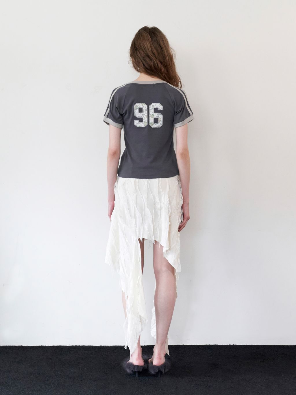 Sports 96 Lace Crop Top - Charcoal : 락케이크 Rock Cake