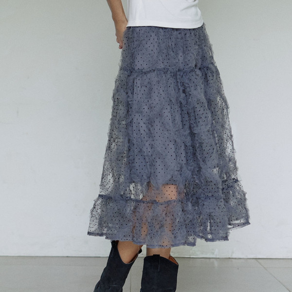 HOKUSPOKUS ■ Polka dot frill skirt MUSINSA | HOKUSPOKUS Polka dot frill skirt / Blue