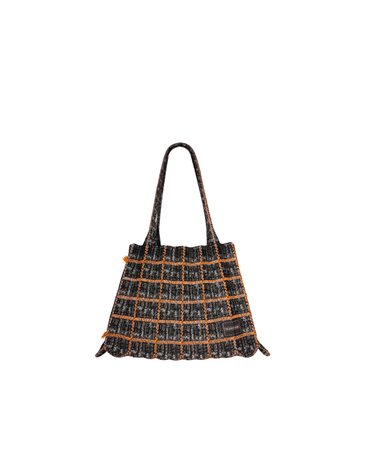 TWEED MINI SACOCHE BAG ORANGE : PLEATSMAMA: Sustainable Knit