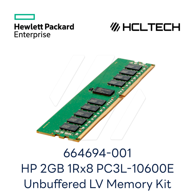 647905-B21 / 664694-001 / 647656-071 HP 2GB 1Rx8 PC3L-10600E Unbuffered ...