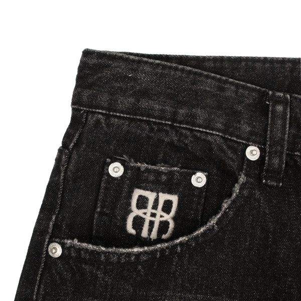 パンツ ROCKCAKE Pia Damage Wide Jeans Beige Black RC23PT01400 MUSINSA公式 | ROCKCAKE Pia Damage Wide Jeans - Black