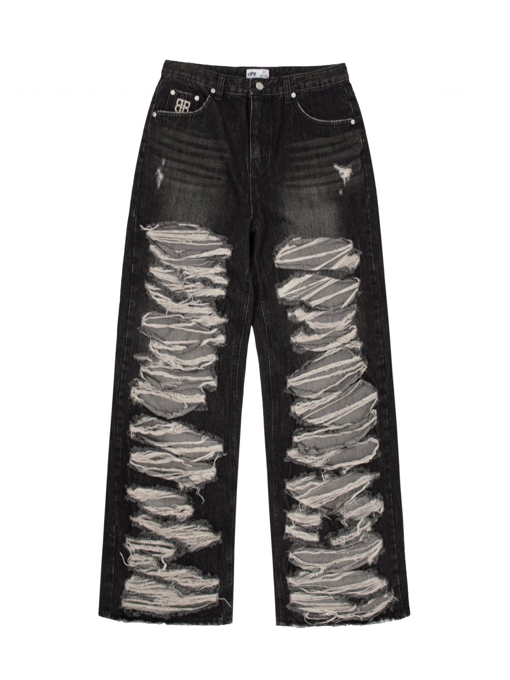 パンツ ROCKCAKE Pia Damage Wide Jeans Beige Black RC23PT01400 Pia Damage Wide Jeans - Beige Black : 락케이크 Rock Cake