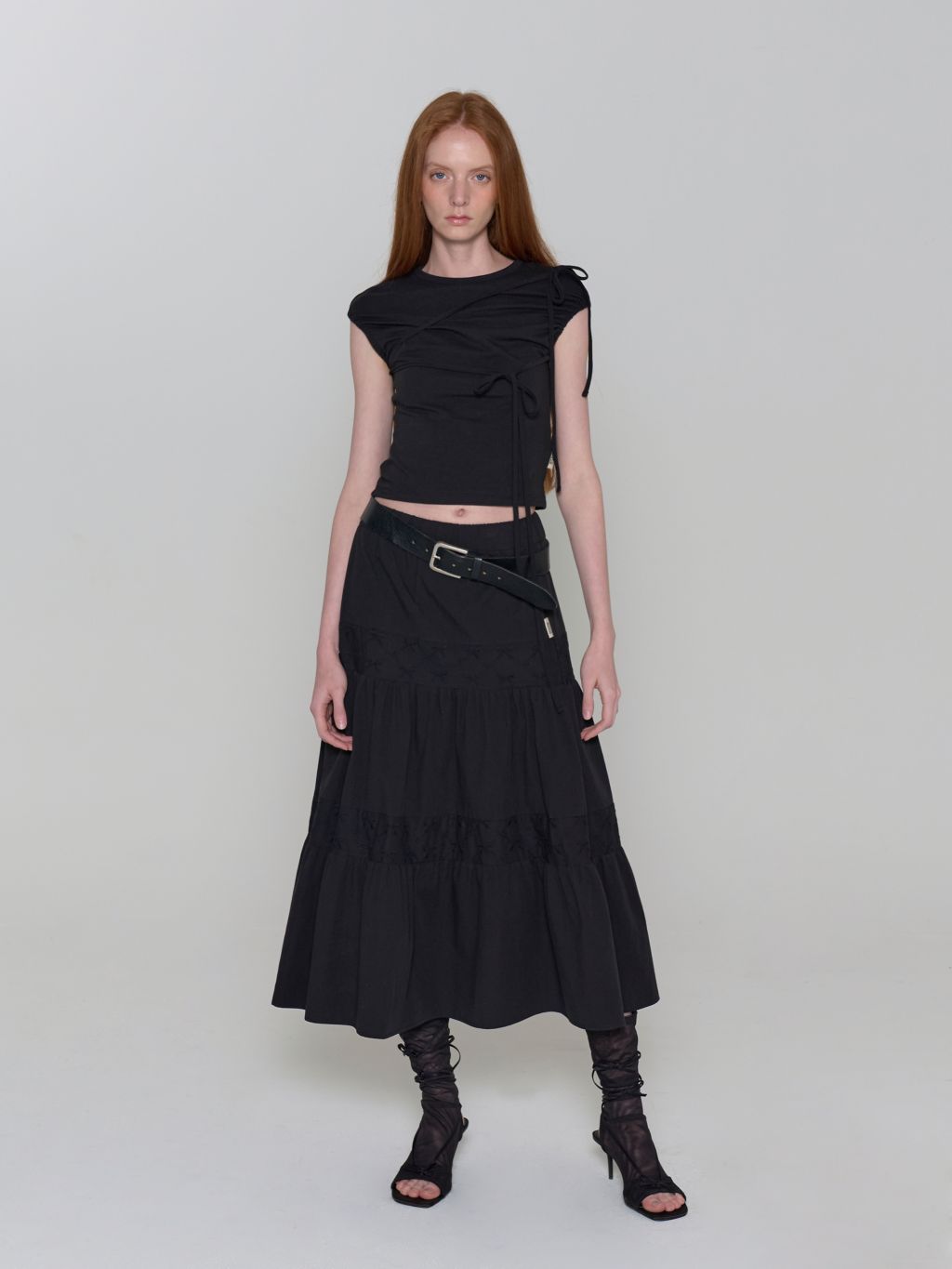 Lace Point Long Skirt - Black : 락케이크 Rock Cake