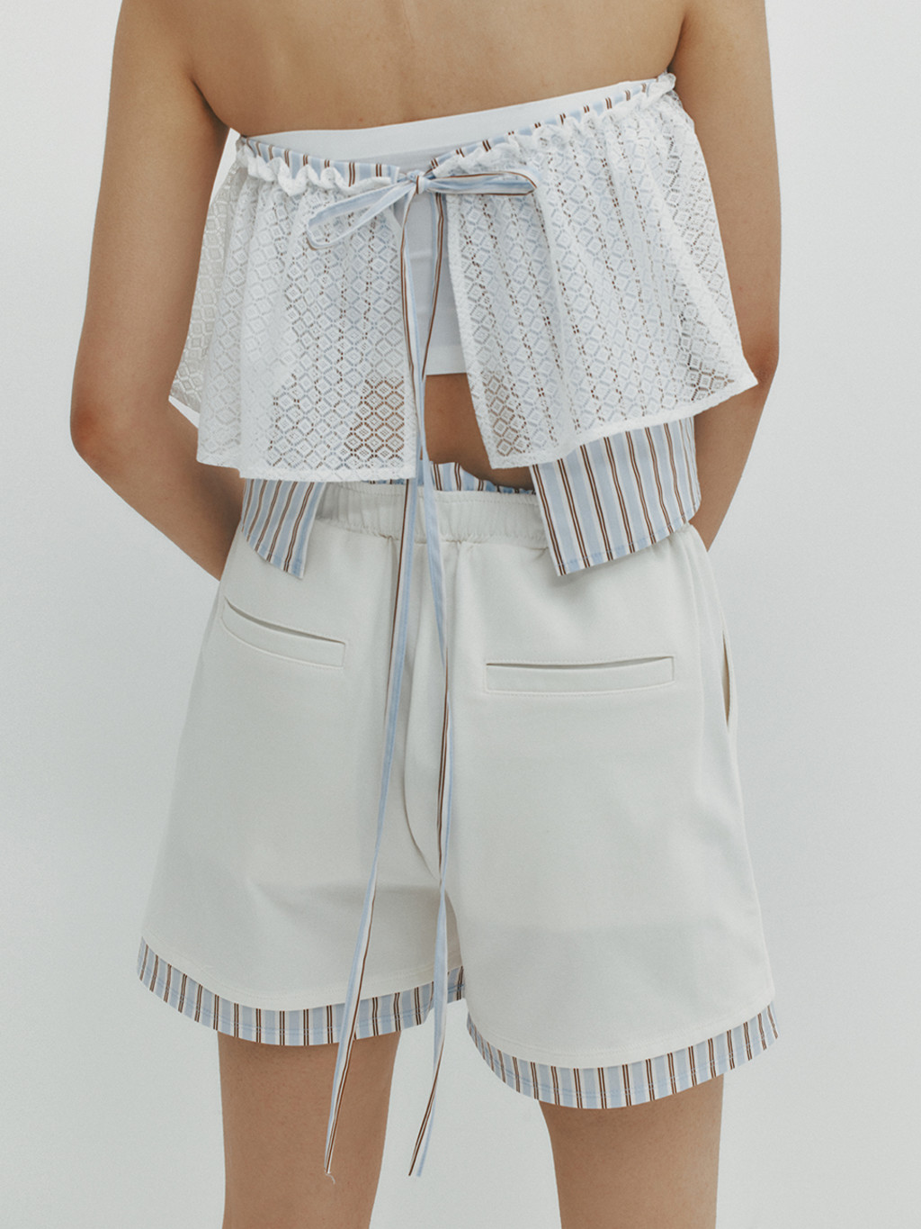 ★MEENDERI★STRIPE LAYERED WRAP SKIRT - SKY BLUE★正規品 MEENDERI] STRIPE LAYERED WRAP SKIRT - SKY BLUE