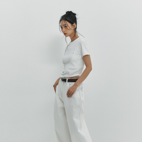 MEENDERI] LONG WIDE DENIM PANTS - WHITE