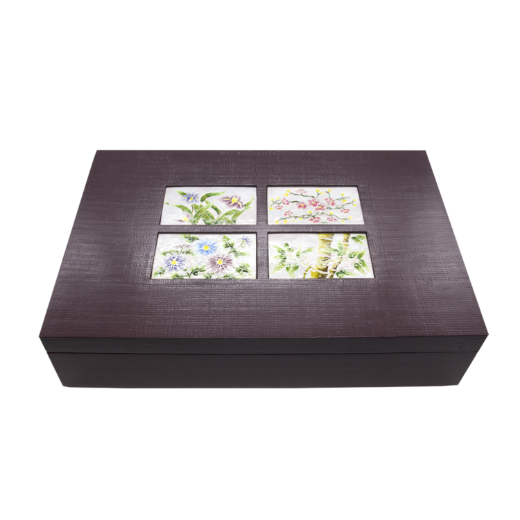 Four Gracious Plants Sambe Hemp Cloth Document Chest