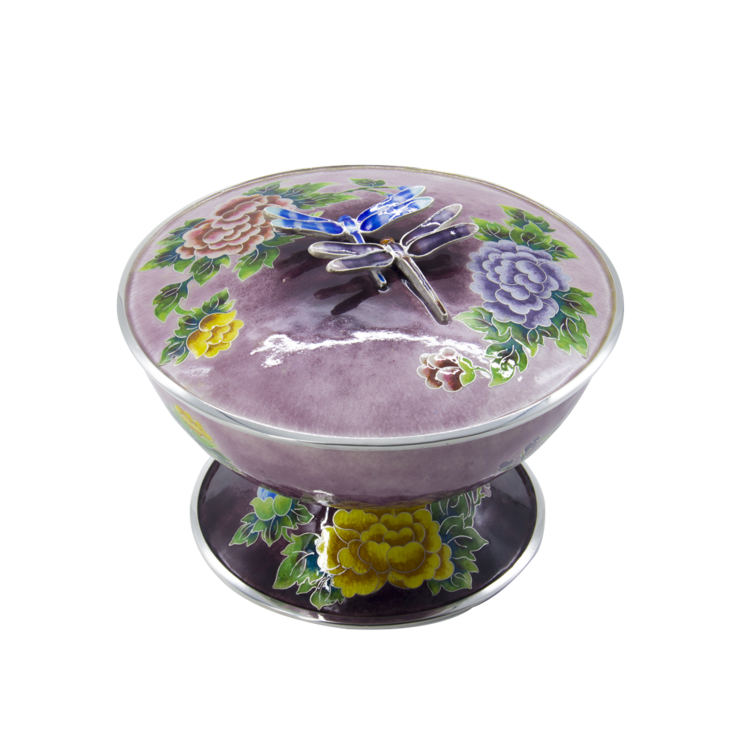 Peony Silver Cloisonné Fruit Bowl (violet)