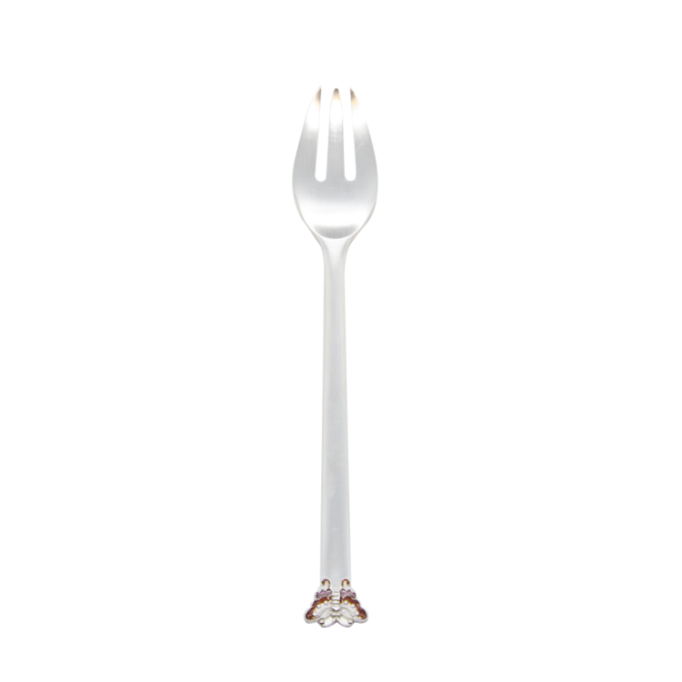 Butterfly Silver Cloisonné Baby Fork (silver, for girls)