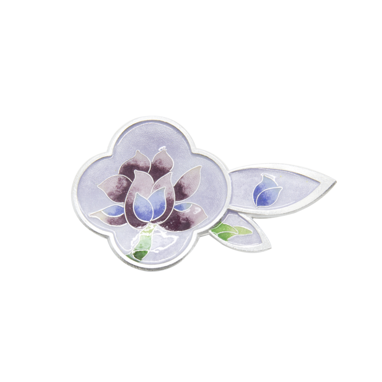 Lotus Silver Cloisonné Spoon & Chopstick Rest (indigo)