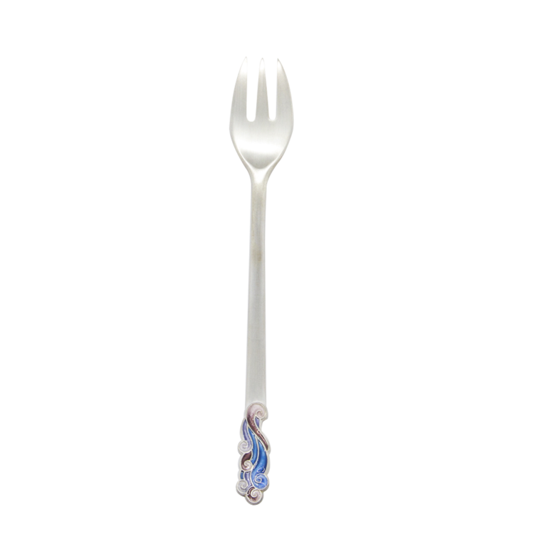 Cloud Silver Cloisonné Tea Fork (silver)