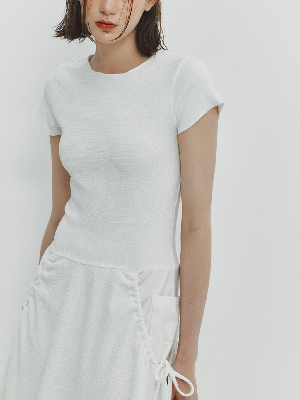 ★MEENDERI★SHIRRING POCKET MAXI DRESS - WHITE★正規品/人気 MEENDERI] SHIRRING POCKET MAXI DRESS - WHITE