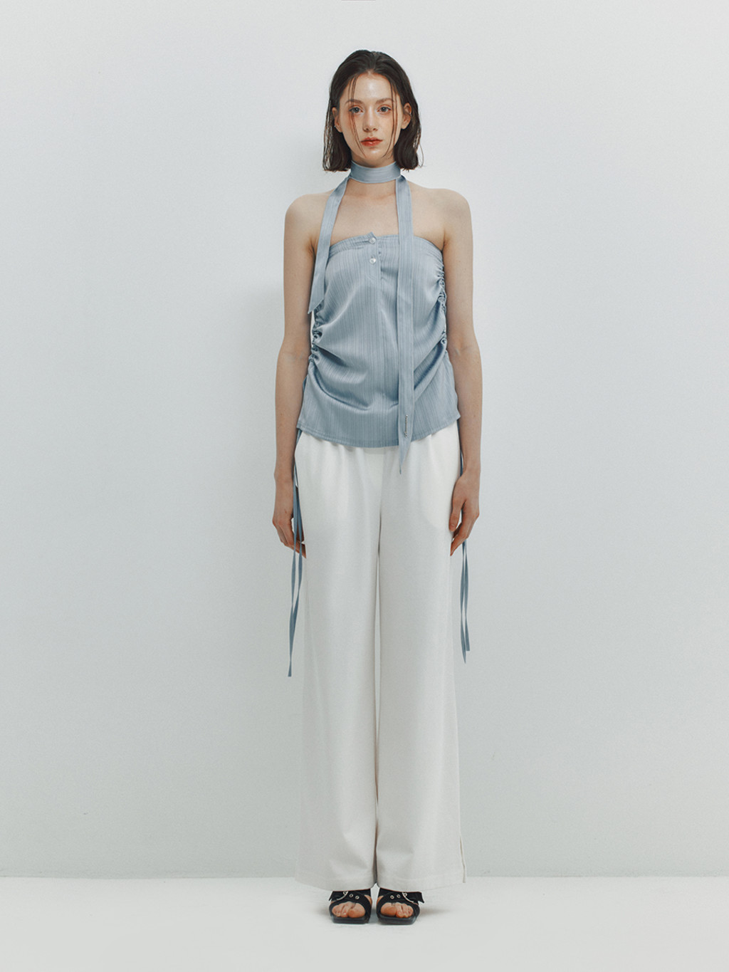 ★MEENDERI★SLIT STRING JOGGER PANTS - WHITE★正規品/送料込 MEENDERI] SLIT STRING JOGGER PANTS - WHITE