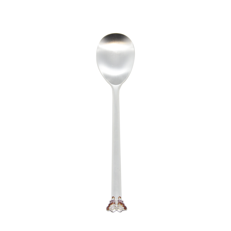 Butterfly Silver Cloisonné Baby Spoon (silver, for girls)