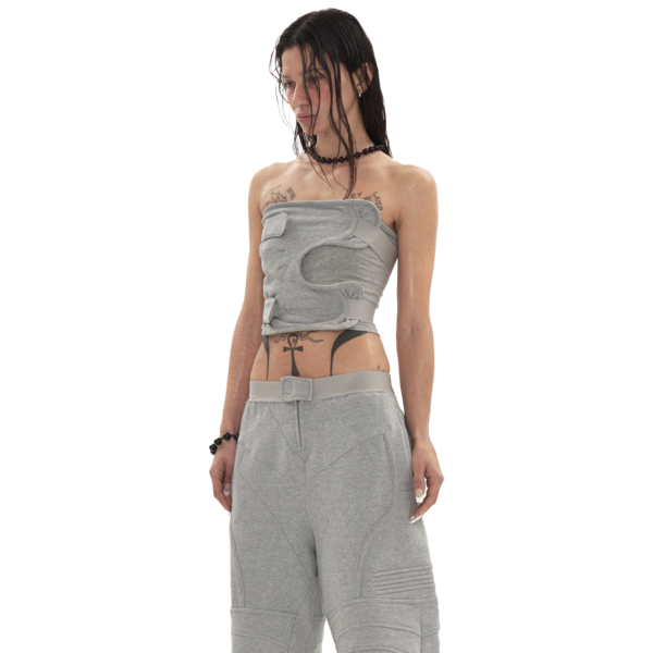 【604service】BIKER BANDING SWEAT SHORT IN MELANGE GREY 42217ac365097.png