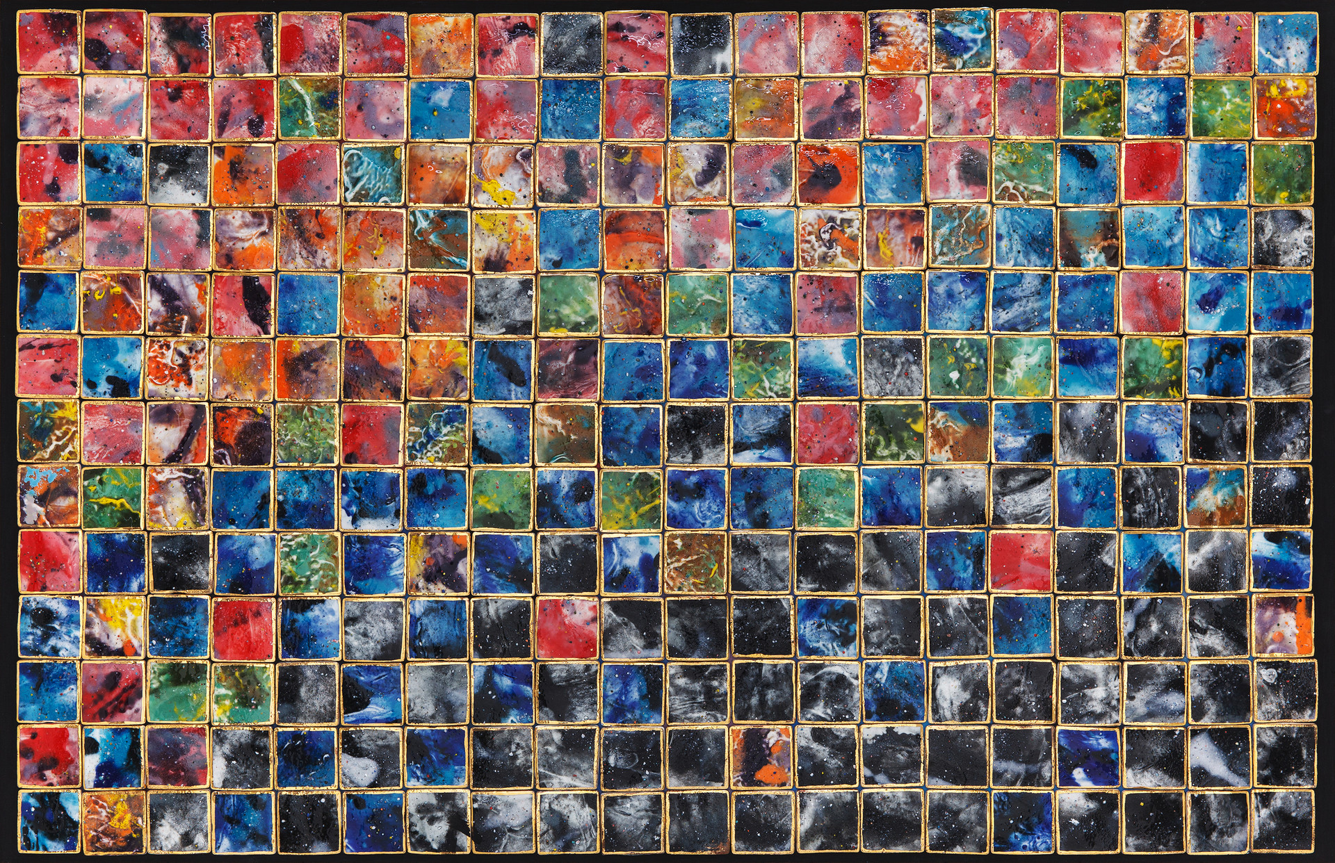 신의 공간 _ Space of God. ceramic, acrylic on wood. 68.5x104.5cm