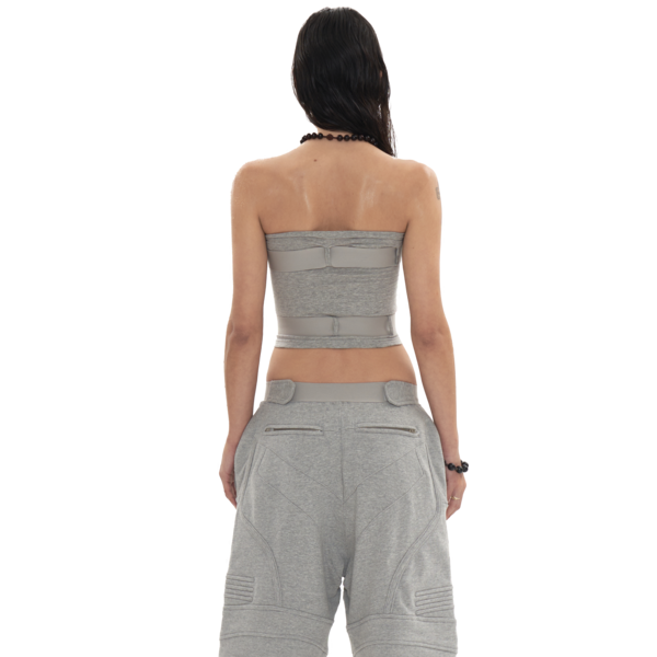 BIKER BANDING SWEAT SHORT IN MELANGE GREY : 604SERVICE