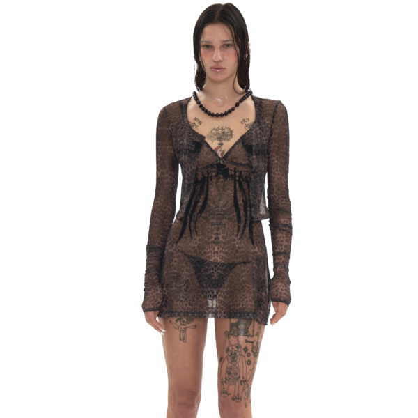 【604SERVICE】LEOPARD MESH CARDIGAN ONLY 1 LEFT ] LEOPARD MESH CARDIGAN : 604SERVICE