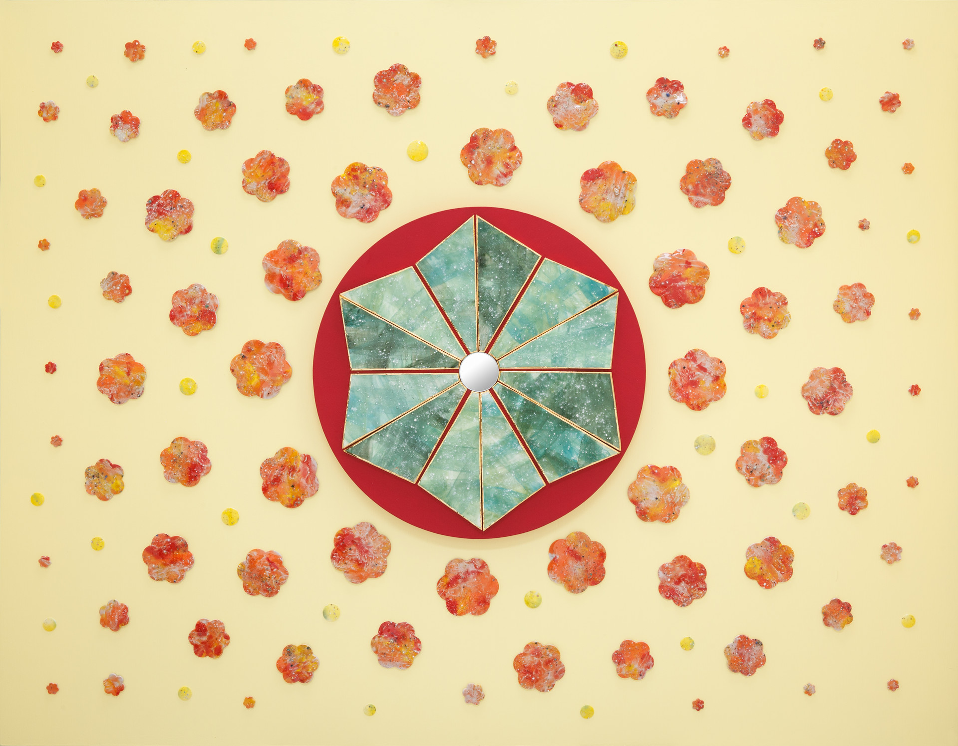 봄의 왈츠 Spring waltz | ceramic, acrylic on wood | 91x116.5cm