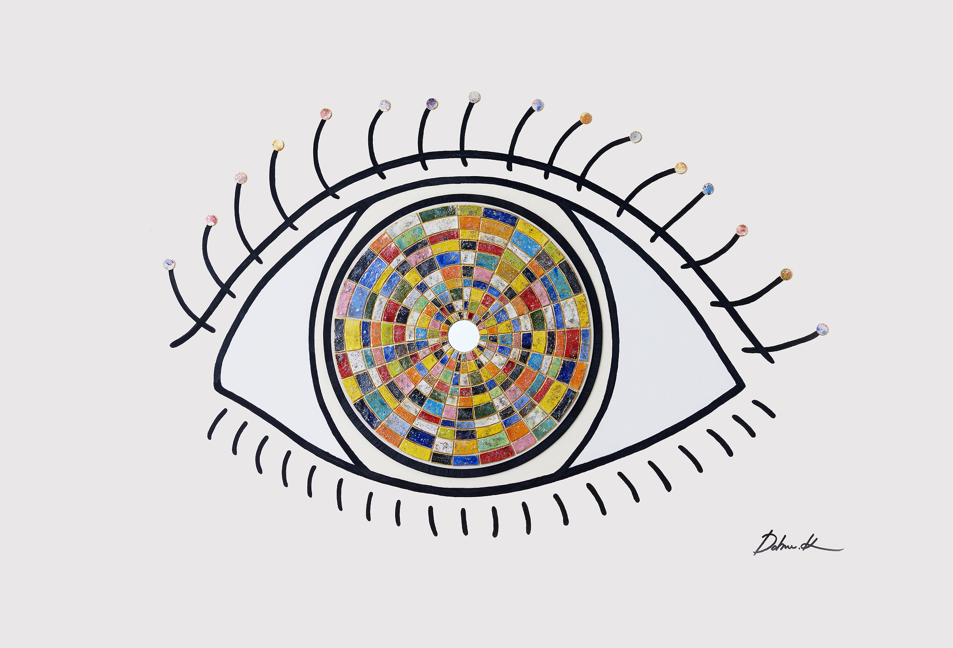 영혼의 창. 우주별 도자기, 아크릴, 거울. 2000x1200