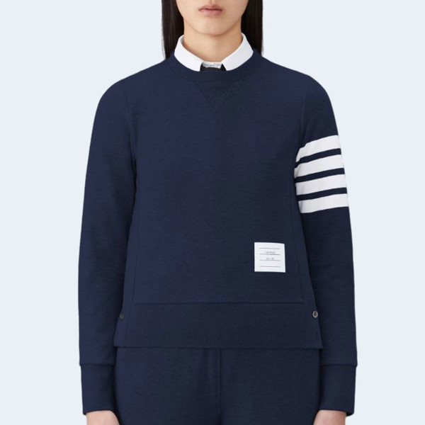 THOM BROWNE 톰브라운 네이비 루프백 저지 니트 4-바 크루넥 스웨트셔츠 ▶매장-108만원◀