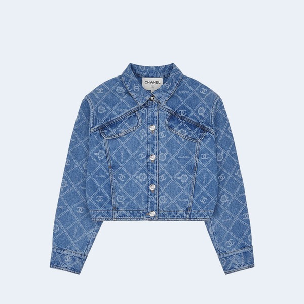 샤넬 데님 자켓 블루 화이트