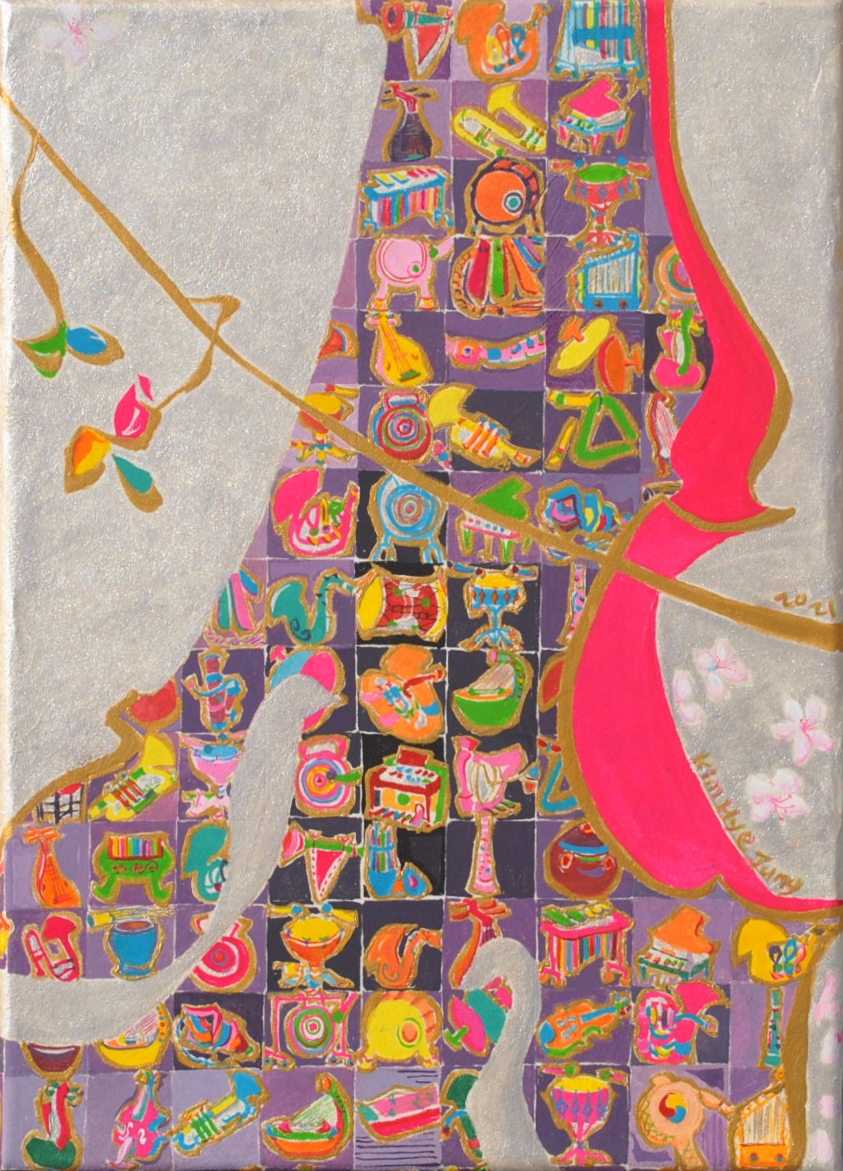 제5악장-악기입은첼로｜장지,금분,은분｜25x34(cm)