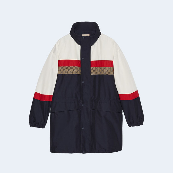 GUCCI 구찌 매트 패브릭 코트 오프 화이트 다크 블루 ▶매장-407만원대◀