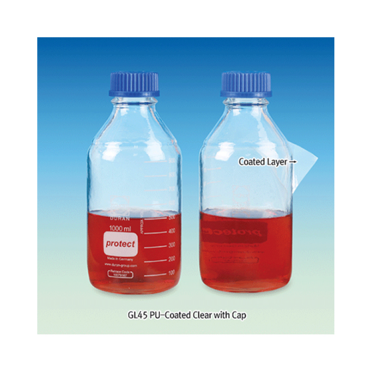 Bottle, PU-Coated, Clear, 1Lit., w/GL45 PP Cap : Saintone(주)