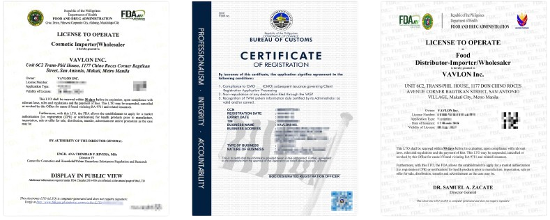 필리핀 수출 라이센스 FDA LTO, BOC COR