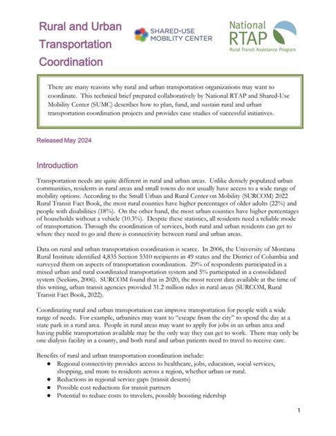 (RTAP) 농촌과 도시의 교통조정에 관한 연구 (Rural and Urban Transportation Coordination ...