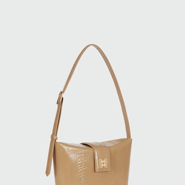 HOBART Folded Top Small Bucket Bag - Beige : EENK