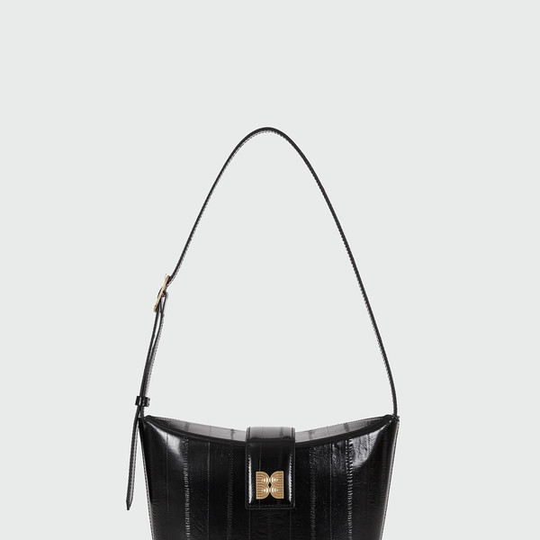 HOBART Folded Top Small Bucket Bag - Black : EENK SHOP