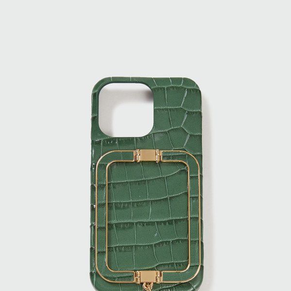【EENK】Phone Case with Leather Strap - Croco Green Phone Case with Leather Strap Croco Green : EENK SHOP