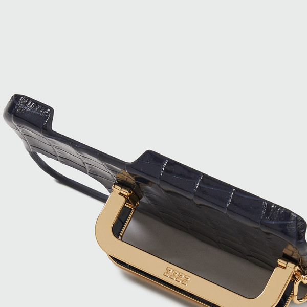 [EENK] / ☆ Phone Case with Leather Strap / Croco Navy Phone Case with Leather Strap Croco Navy : EENK SHOP