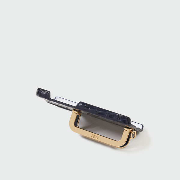 【EENK】Phone Case with Leather Strap Croco Navy☆大人気☆ EVENT] Phone Case with Leather Strap Croco Navy : EENK SHOP