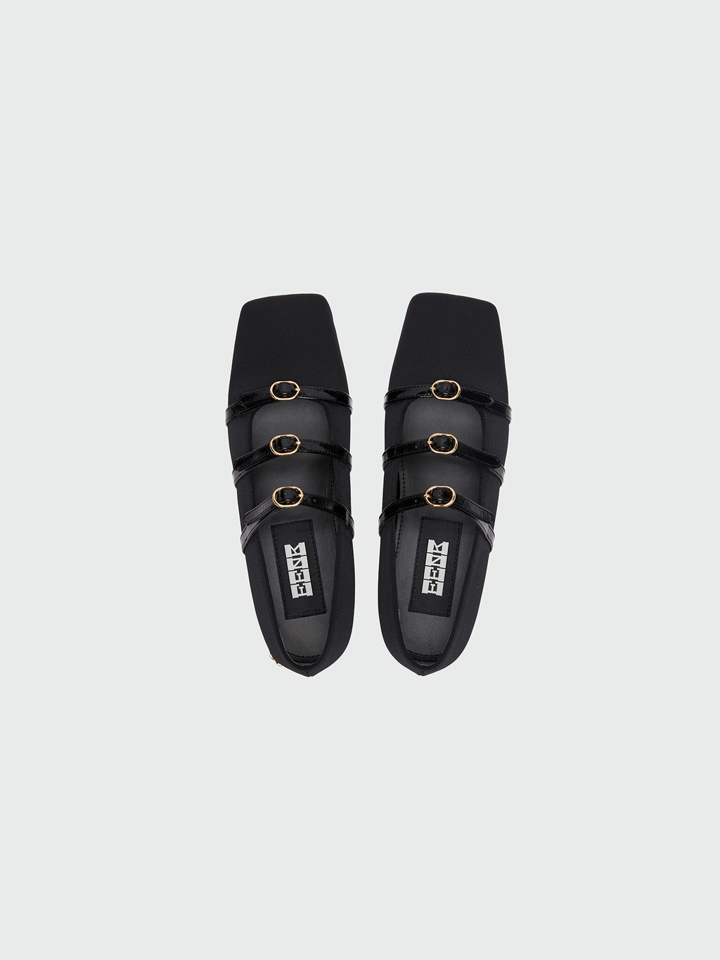 [EENK] / ☆ ZANA Triple Buckle Square Toe Mary Jane Flats ZANA Triple Buckle Square Toe Mary Jane Flats - Black : EENK