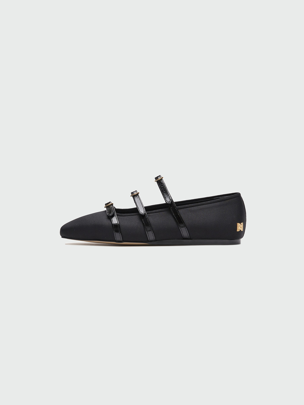 [EENK] / ☆ ZANA Triple Buckle Square Toe Mary Jane Flats ZANA Triple Buckle Square Toe Mary Jane Flats - Black : EENK