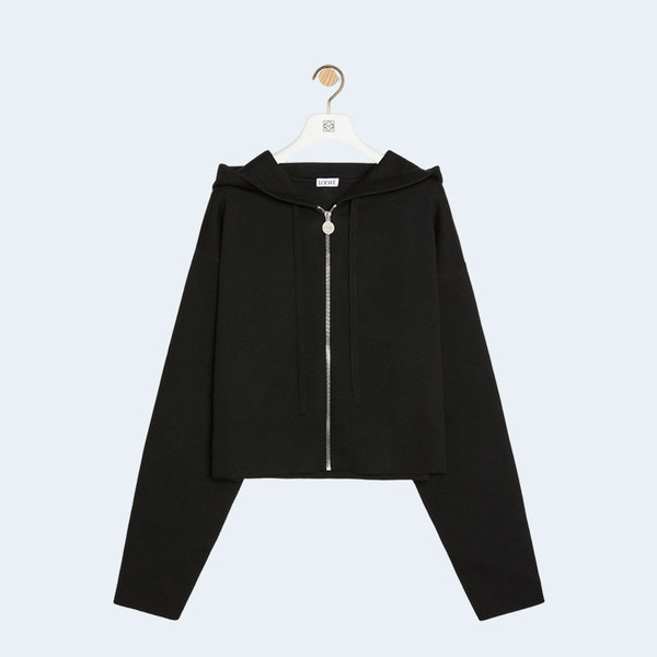 로에베 애너그램 울 블랙 집업 후디