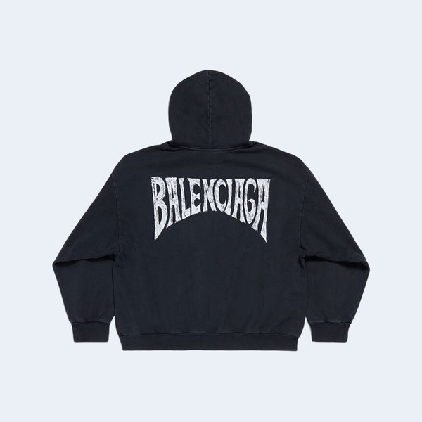 발렌시아가 핸드-드로운 미디엄 핏 후디 블랙